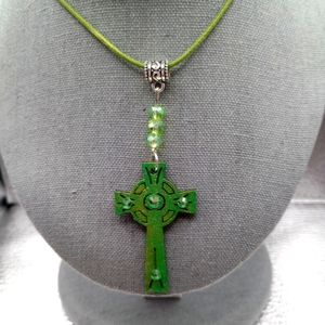 Wood cross pendant necklace